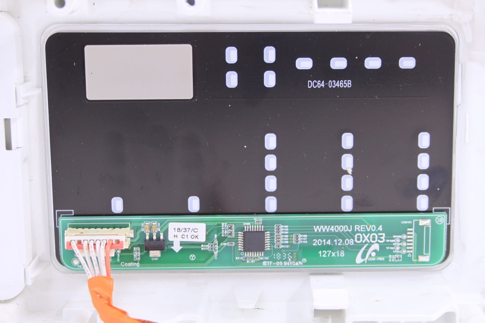 Модуль индикации DC64-03465B стиральной машины Samsung WW65K42E09WDLP в сборе с пластиком