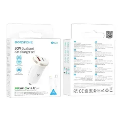 Автомобильное зарядное устройство на Type-C Borofone BZ22 PD30W + QC3.0 (white)