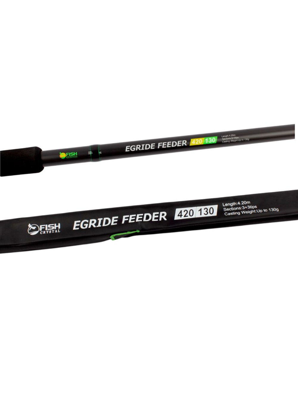 Удилище фидерное "EGRIDE FEEDER" FISH CRYSTAL , тест до 130 г, 4,20 м, 3+3 tips