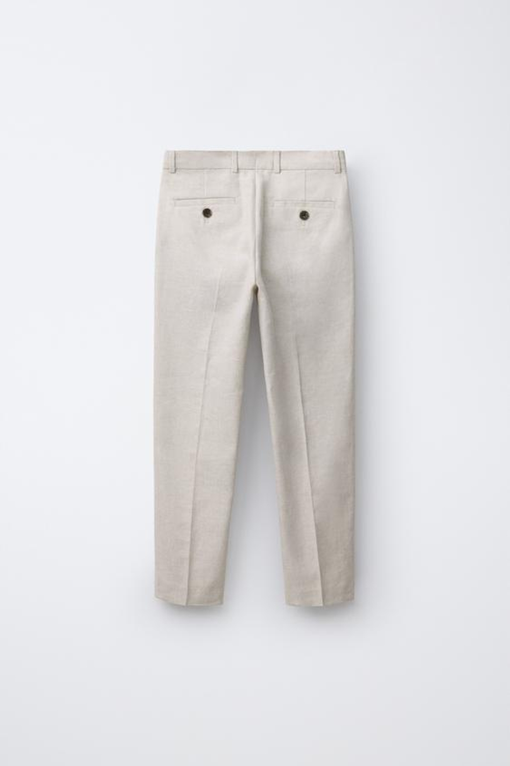 ZARA КОСТЮМНЫЕ БРЮКИ ИЗ ХЛОПКА И ЛЬНА, ЭКРЮ