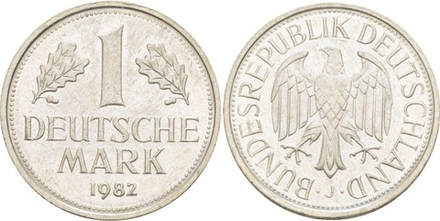 Германия - ФРГ 1 марка, 1982 J Орёл aUNC