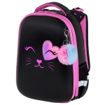 Ранец BRAUBERG SHINY, 2 отделения, с брелком, "Smiling cat", 38х28х14 см, 272040