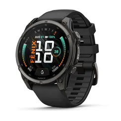 Fenix 9 - 47 мм (титановый, угольно-серый DLC, черный силиконовый ремешок)