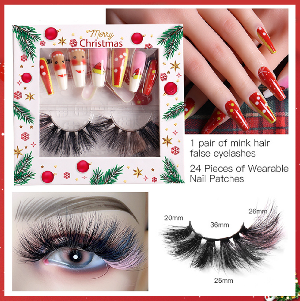 Набор накладных ногтей и ресниц "Christmas Nail"