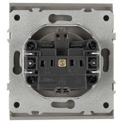 Розетка ЭРА Arktik 16-2103-07 с заземлением 2P+E Schuko со шторками с крышкой 16А-250В титан | Эра Arktik