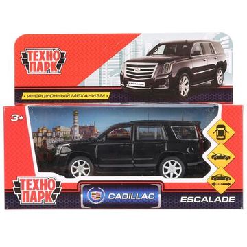 Машина металл CADILLAC ESCALADE 12 см, двери, багаж, инерц, черный, кор. Технопарк