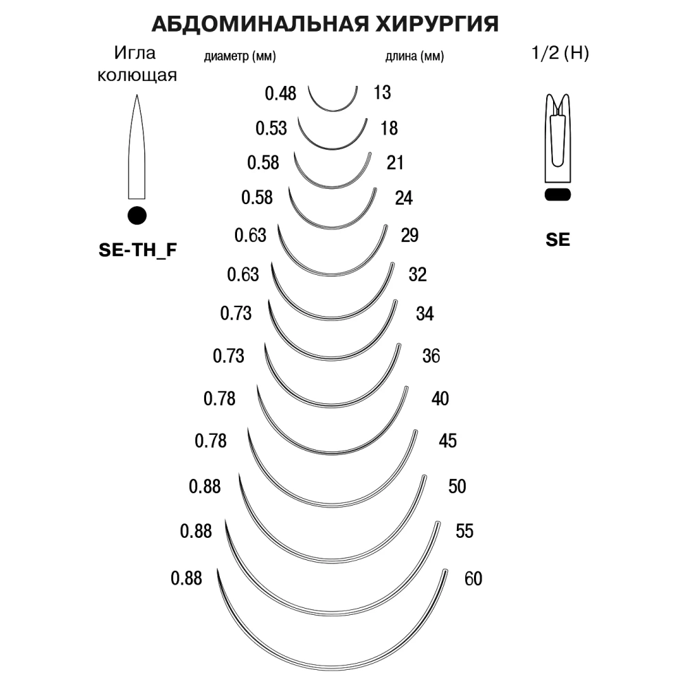 Игла хирургическая колющая Mani SE-TH F 50 1/2 10 шт