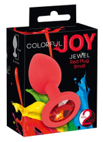 Красная силиконовая анальная пробка с красным кристаллом Joy - 7,2 см. (Цвет: красный)