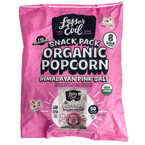 LesserEvil, Organic Popcorn, Snack Pack, Himalayan Pink Salt, 8 Bags, 0.46 oz (13 g) Each