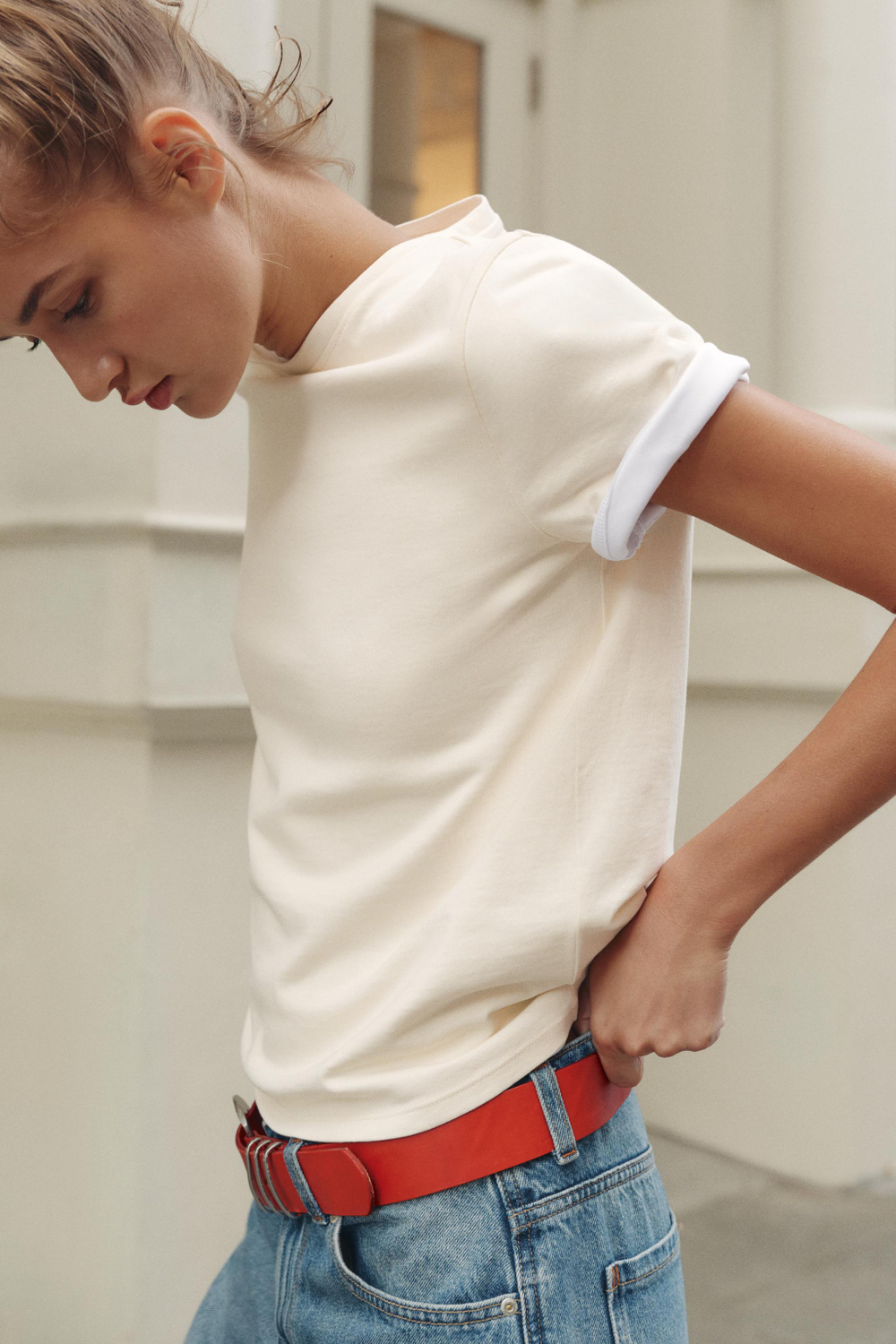 ХЛОПКОВАЯ ФУТБОЛКА В СТИЛЕ РУСТИК — ZARA