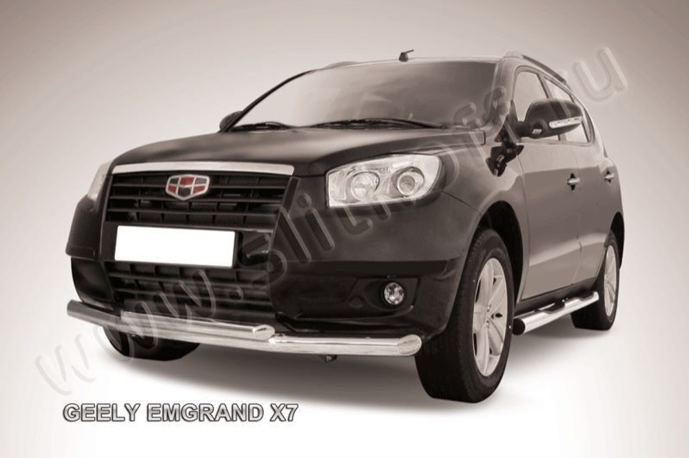 Защита переднего бампера (нержавейка) Geely Emgrand X7 (2011-2016) d76+d57