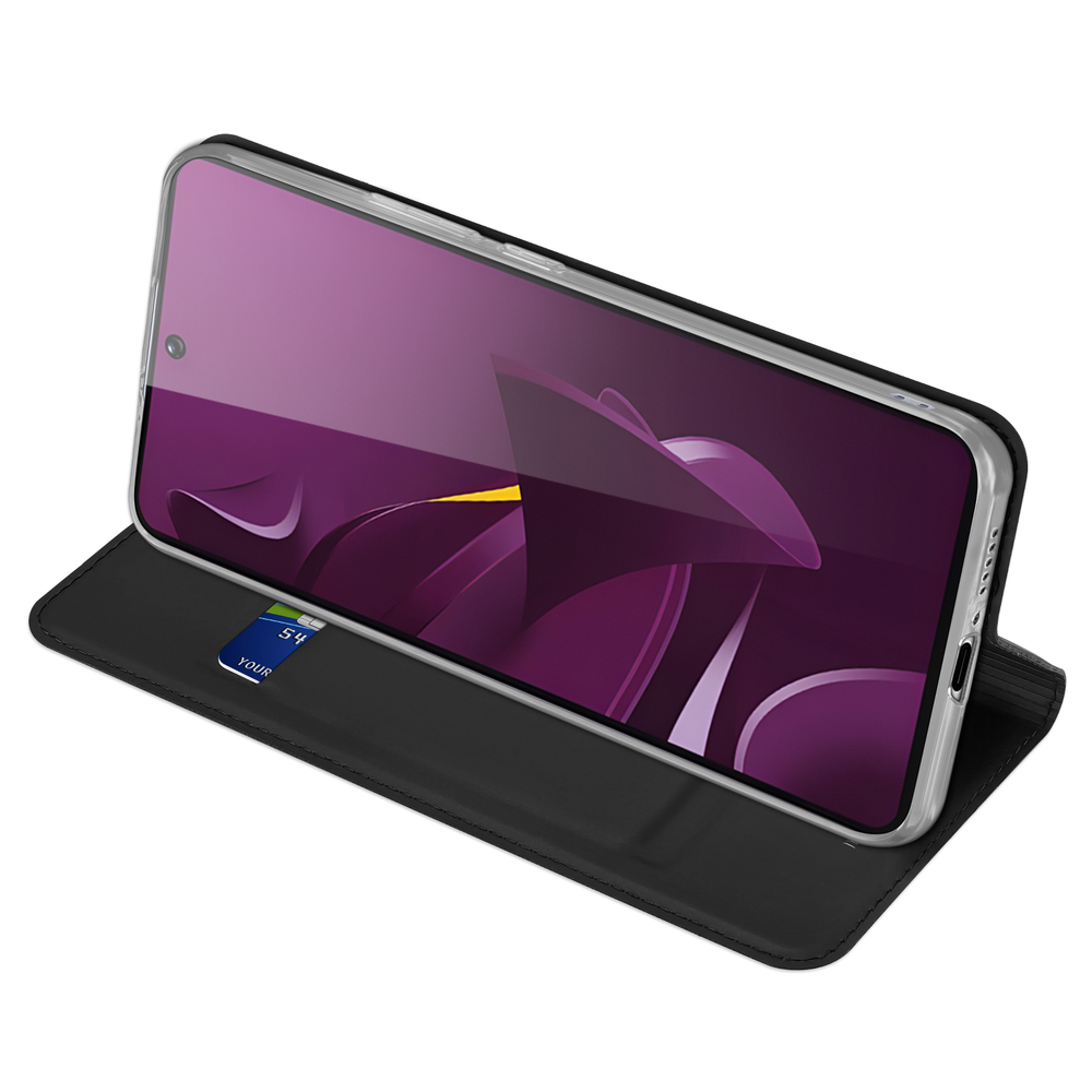 Чехол книжка из PU кожи черного цвета для Xiaomi Poco M7 Pro 5G, серия Skin Pro Series от Dux Ducis