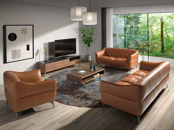 Двухместный диван Angel Cerda KF150-2P, коричневая кожа