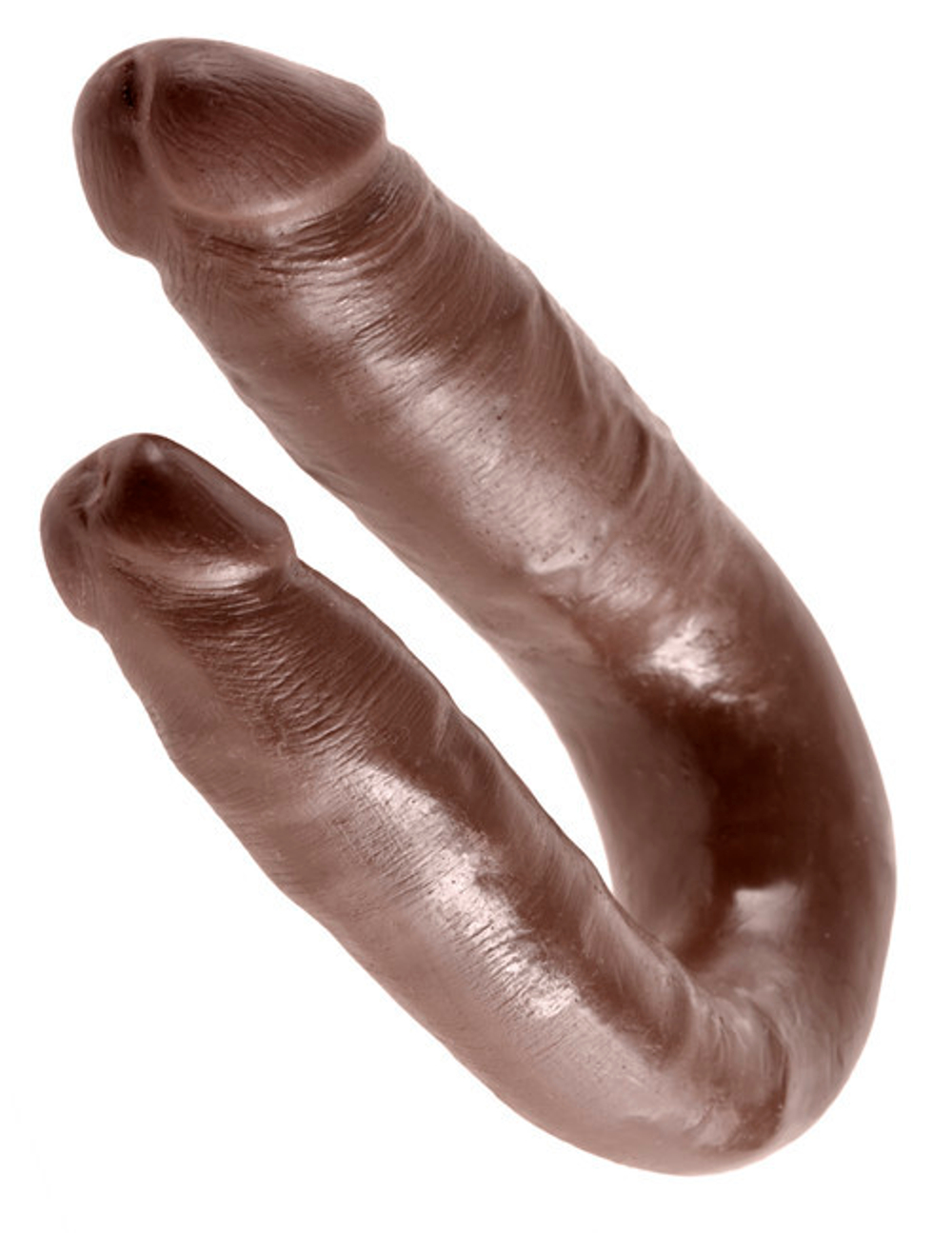 Двусторонний коричневый дилдо King Cock U-Shaped Small Double Trouble Brown (Цвет: коричневый)