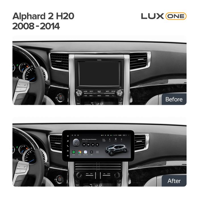 Магнитола для Toyota Alphard 2 H20, Vellfire 2008-2015 (более 10 динамиков, рамка LUX) - Teyes LUX ONE ROUND монитор 12.3", Android 10, Быстрая, CarPlay, 4G SIM-слот