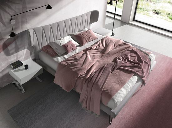 Кровать 7160/GC1801 Angel Cerda из светло-серой ткани 180x200