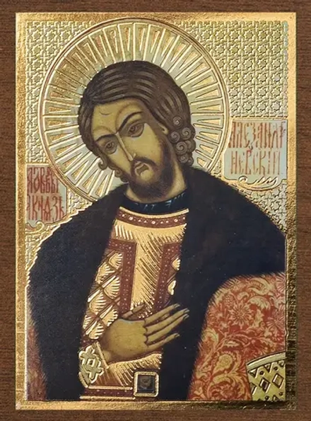 Икона "Александр Невский, поясной", вид 2, 4х6 на МДФ-6