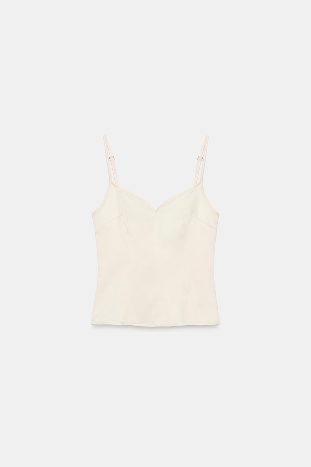ZARA ЭЛАСТИЧНЫЙ АТЛАСНЫЙ ТОП, ЭКРЮ