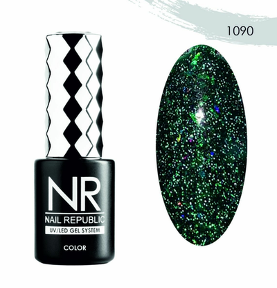 NR гель-лак Bright Flash 1090 - Светоотражающий зеленый, 10мл