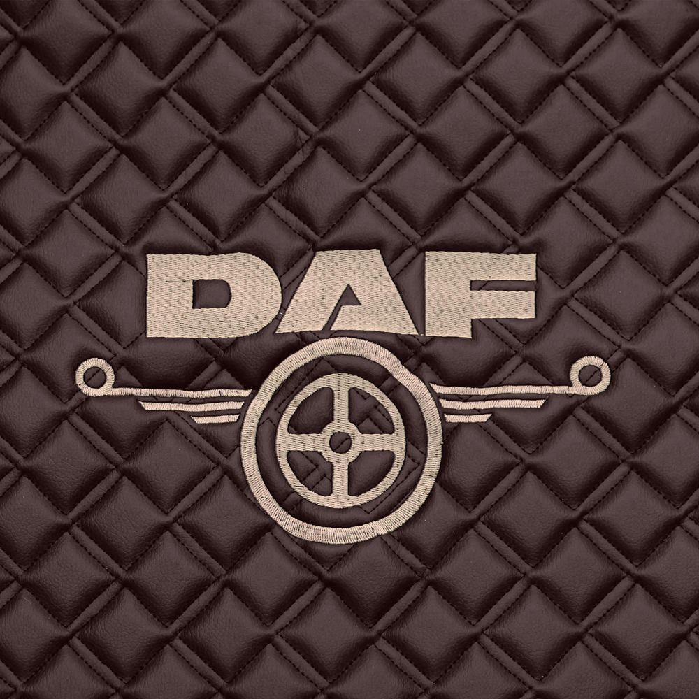 Ковры Daf XF-105 с 2006 года (механика) (экокожа, коричневый, черный кант, бежевая вышивка)