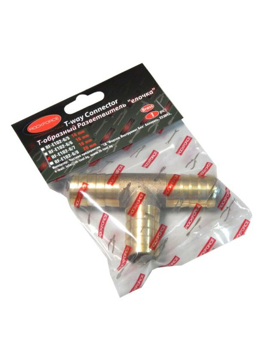 Разветвитель T-образный ''елочка''16мм RockForce##Rock FORCE RF-E102-6/6