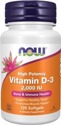 NOW Foods, Vitamin D3 2000 IU, 120 Softgels | Vitamin D3, 2000 XB, 120 kapsula