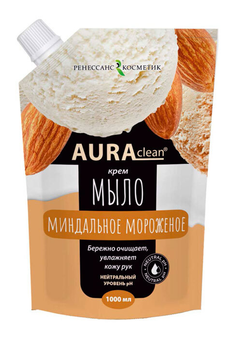 Мыло - крем жидкое Shalet Clean Миндальное мороженое дой-пак1,0 л