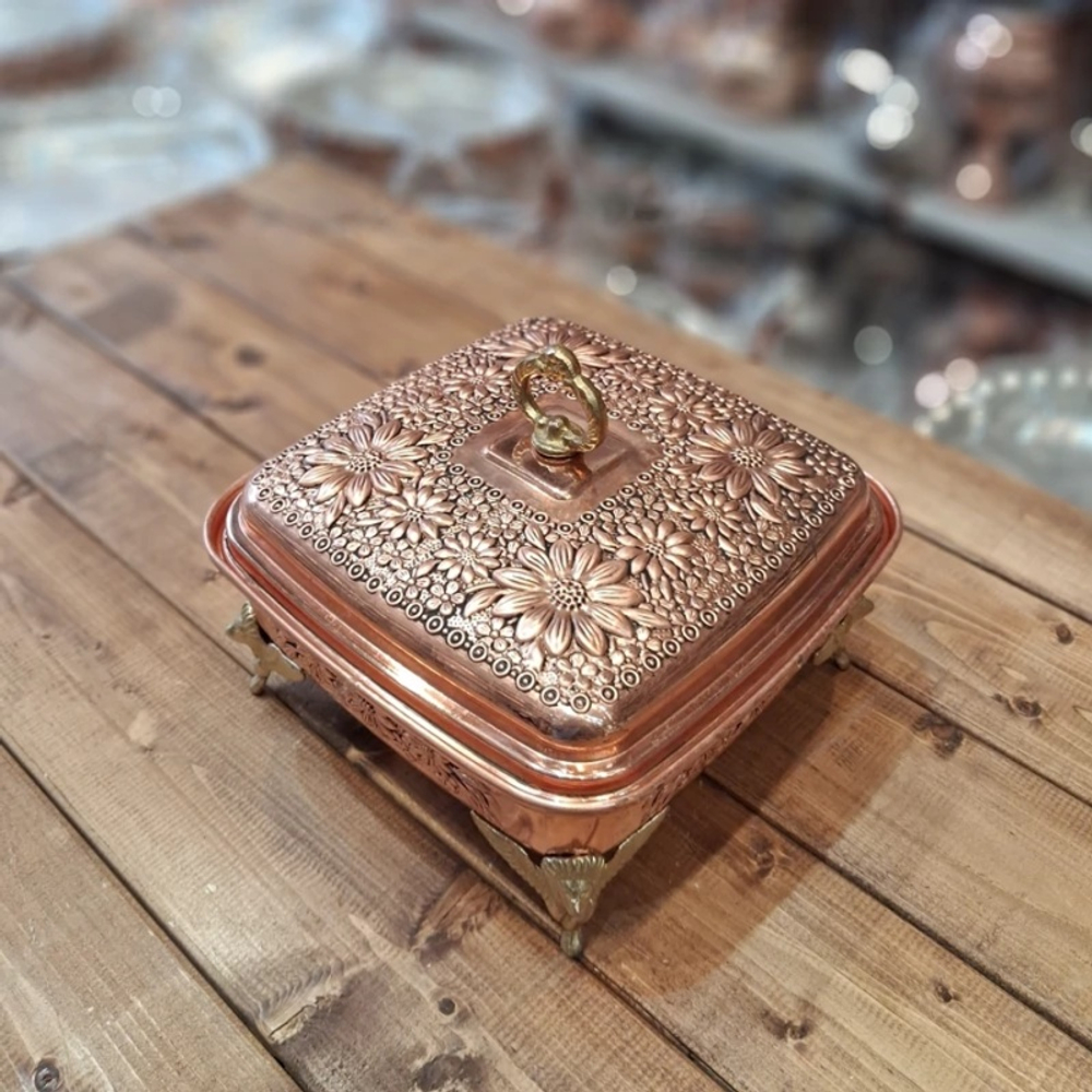 Медная конфетница шкатулка 13 х 22 см 90720291 Иран