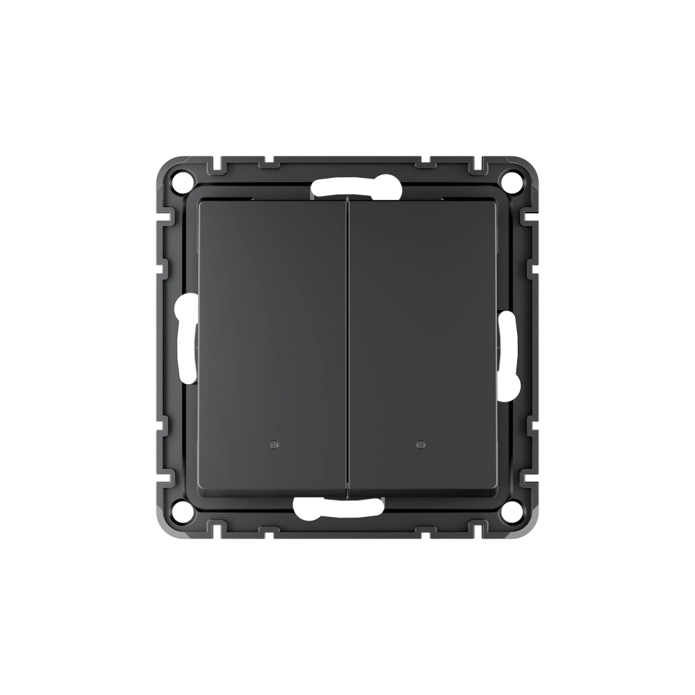 ATLASDESIGN SMART 2-кл. ВЫКЛЮЧАТЕЛЬ с подсв. с опц.нейтралью, Zigbee, сх.1, L(N), 10А, мех., КАРБОН