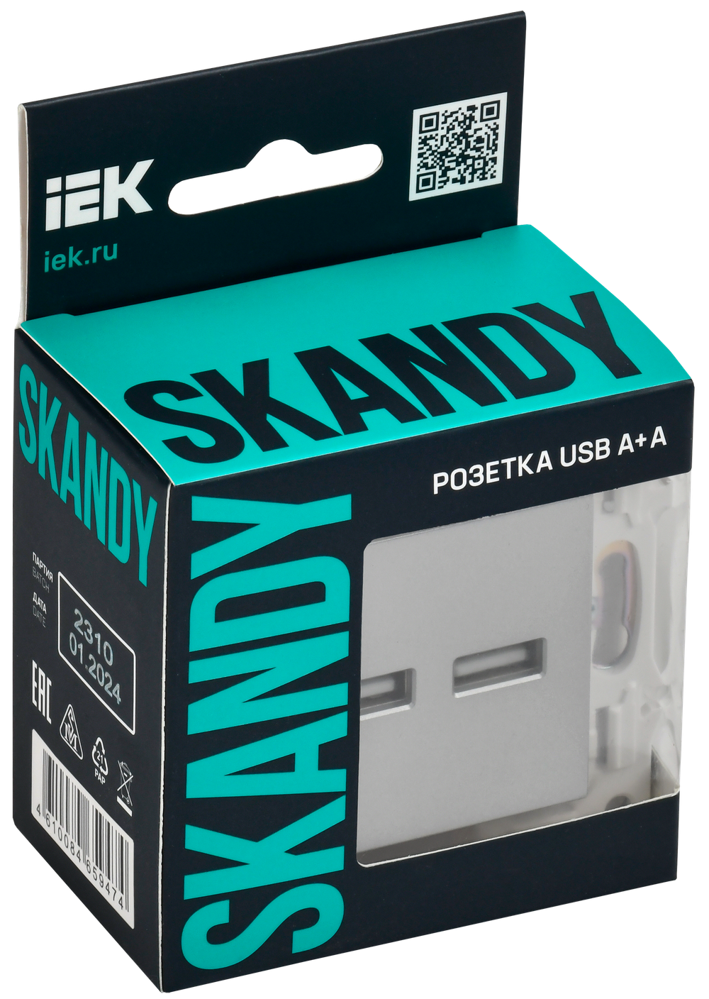 SKANDY Розетка USB A+C 18Вт SK-R13T титан IEK