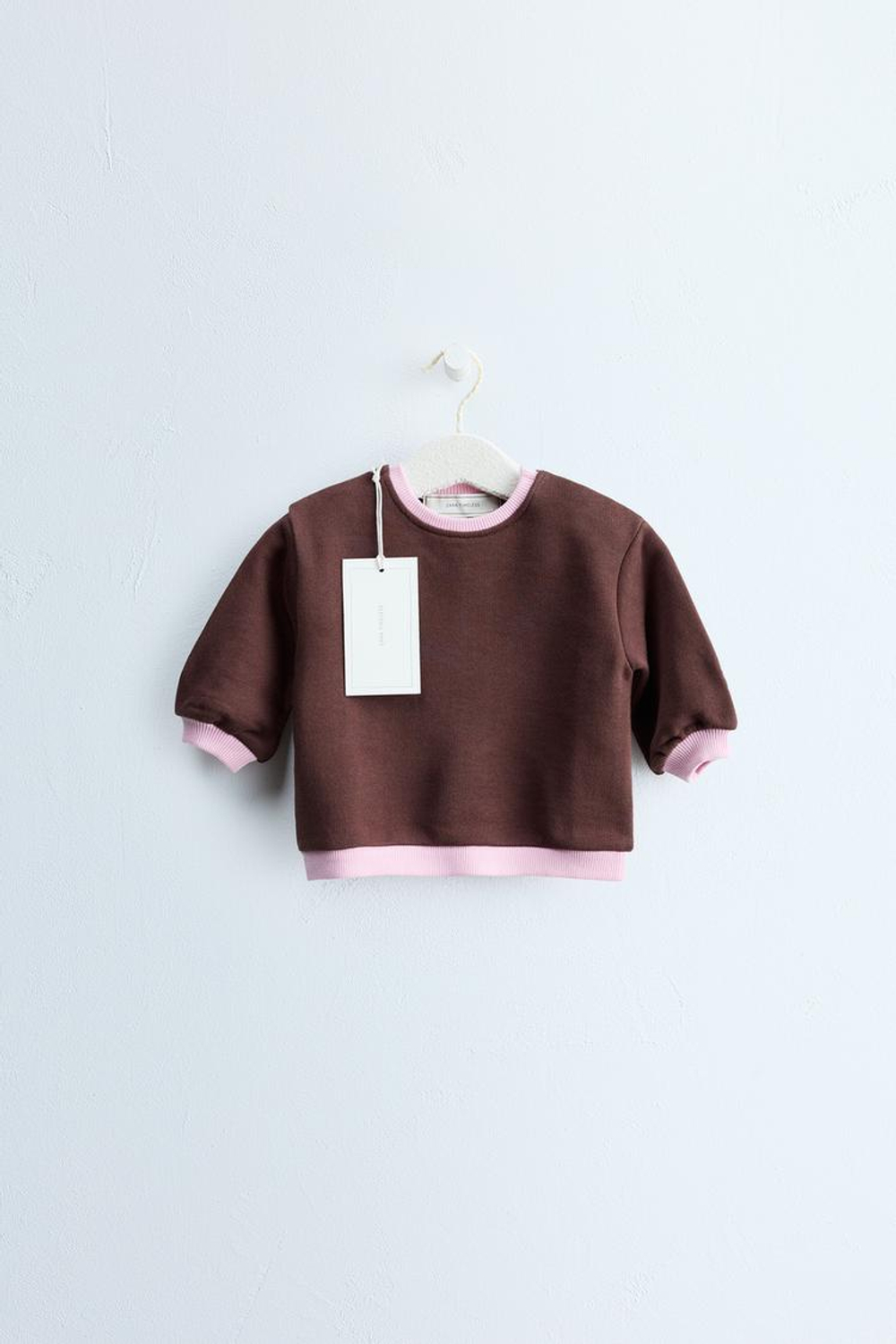 ZARA TIMELESS — ТОЛСТОВКА С КОНТРАСТНОЙ ОТДЕЛКОЙ, КОРИЧНЕВЫЙ