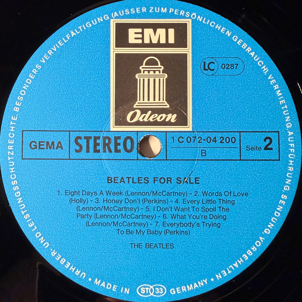 The Beatles ‎– Beatles For Sale (Германия 1977г.)