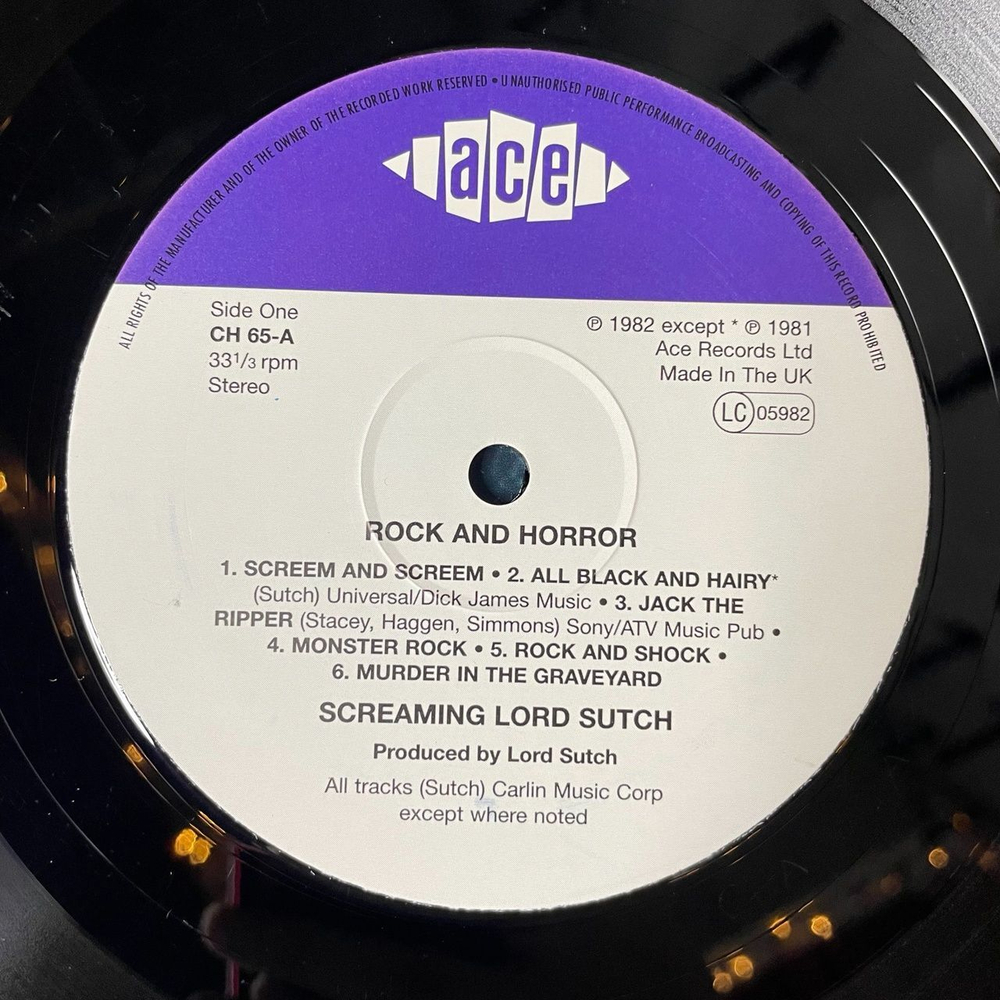 Винтажная виниловая пластинка LP Screaming Lord Sutch Rock and Horror (UK 1984)