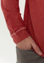 Лонгслив Bowery NYC однотонный Henley Slub DB Red