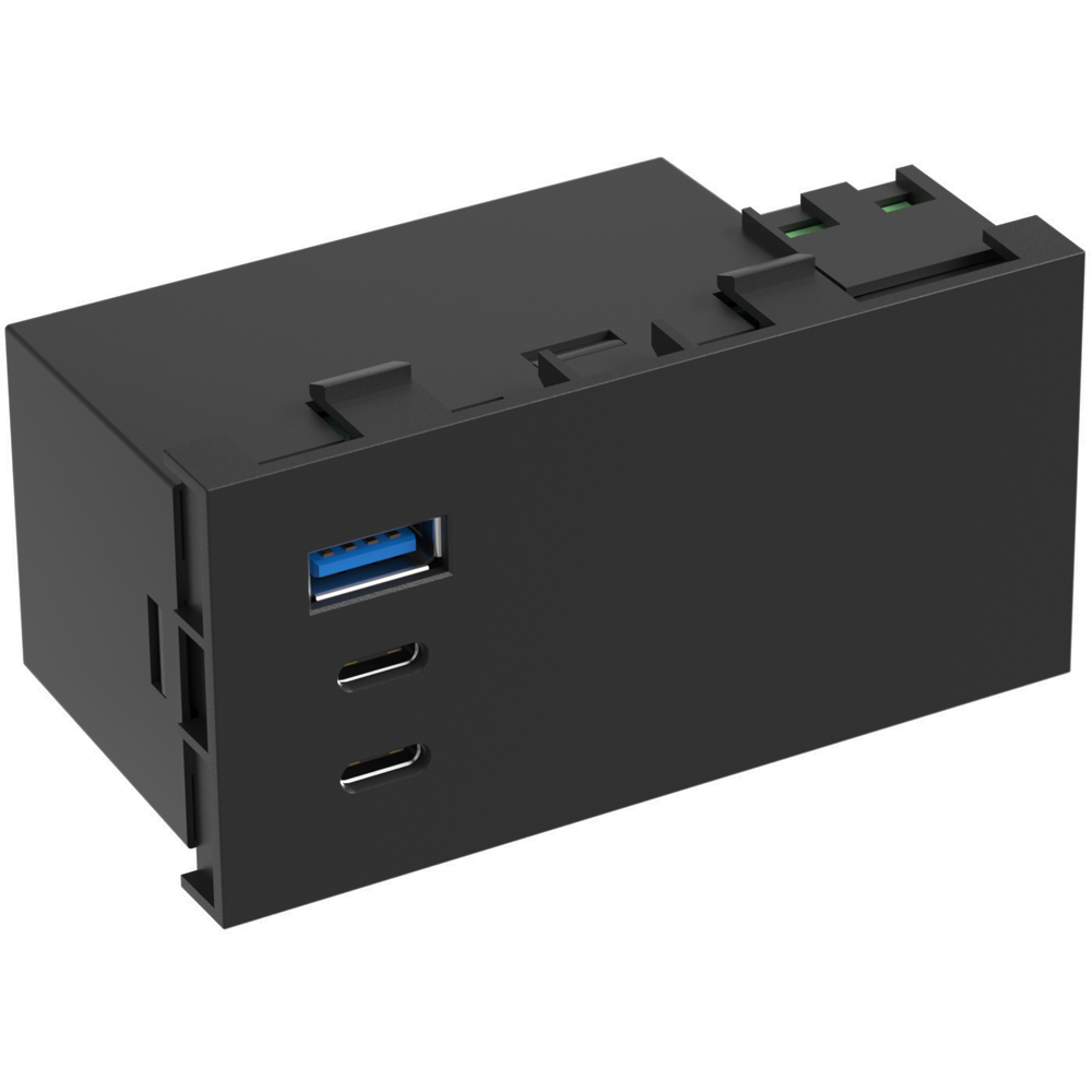 USB зарядное устройство,  100W,  Type A + C + C,  4 мод.,  черн. матовая (90х45мм)