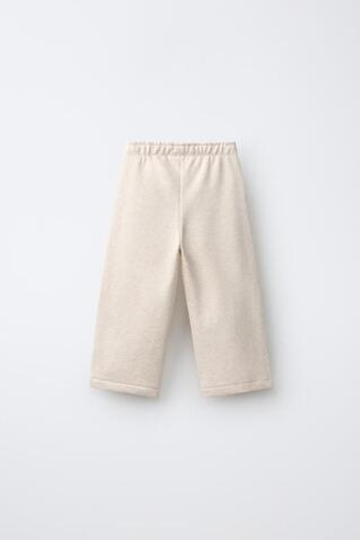 ZARA БРЮКИ WIDE LEG С ЛЕНТОЙ С СЕРДЦАМИ, ПЕСОЧНЫЙ МЕЛАНЖ