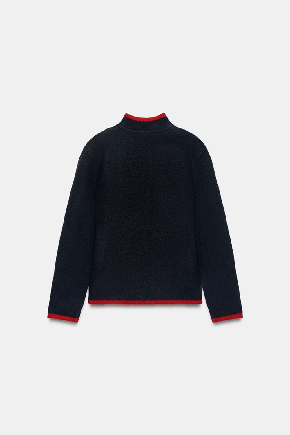 ZARA ТРИКОТАЖНЫЙ ЖАКЕТ С КОНТРАСТНОЙ ОКАНТОВКОЙ, МОРСКОЙ СИНИЙ