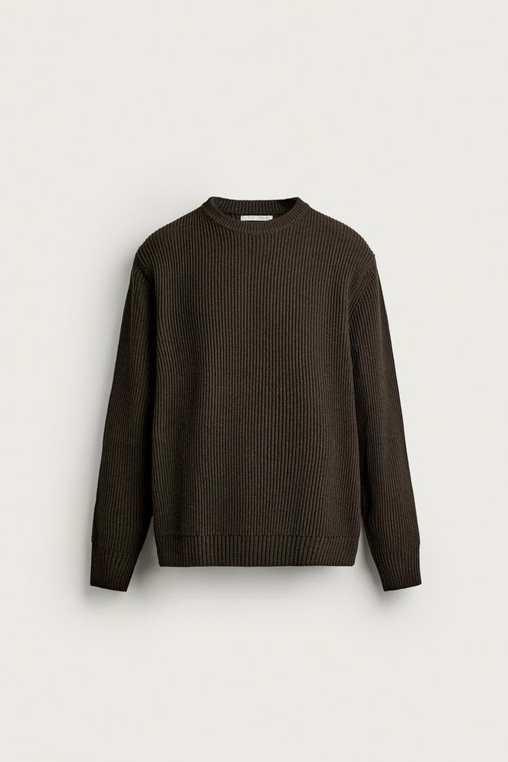 ZARA СВИТЕР РЕГУЛЯРНОГО КРОЯ С ФАКТУРНЫМ УЗОРОМ, ЦВЕТ МХА