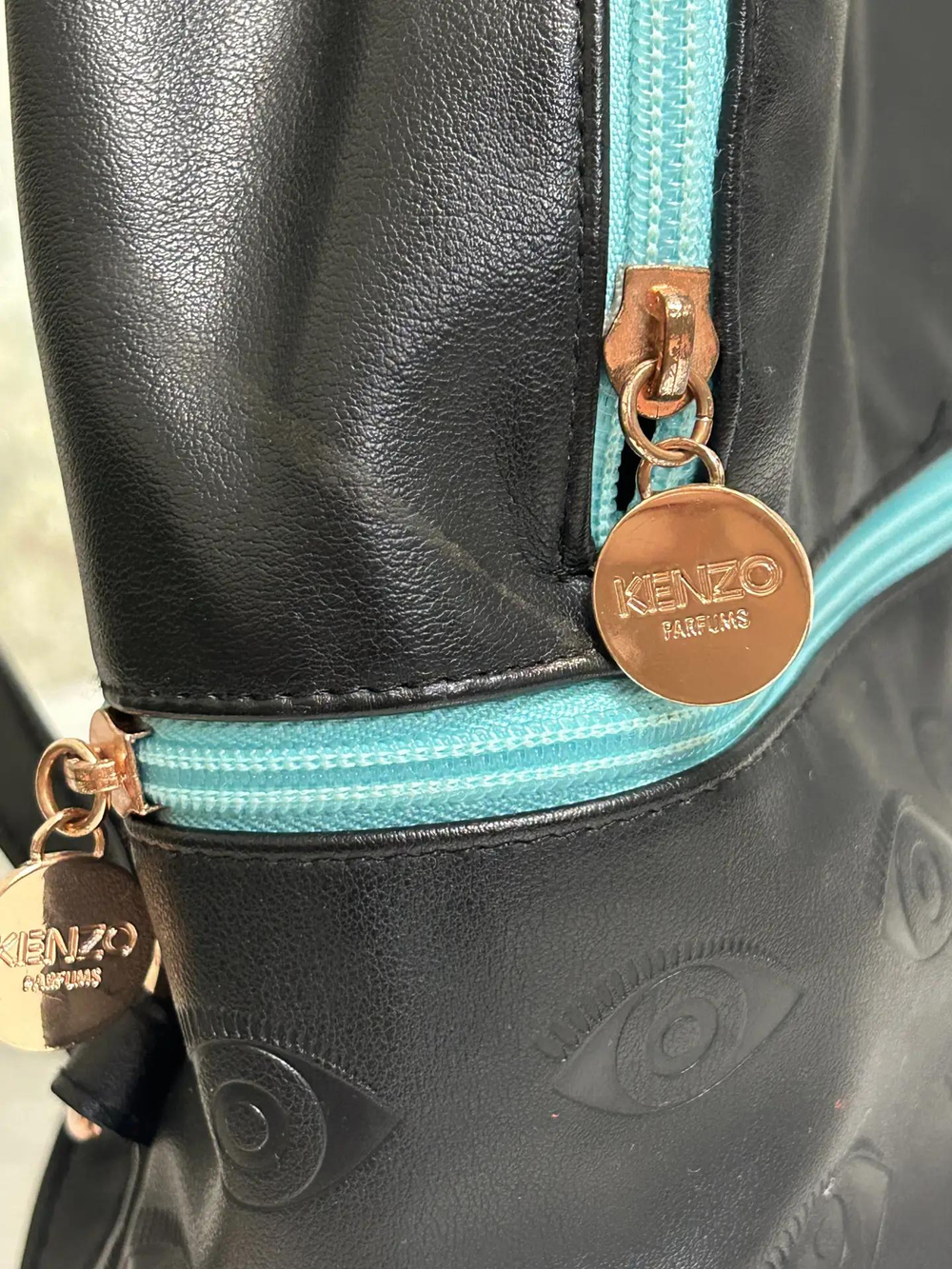 Женский рюкзак KENZO, черного цвета с бирюзой
