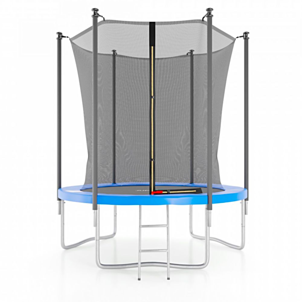 Батут с защитной сеткой DFC JUMP4FUN 6 ft синий с лестницей