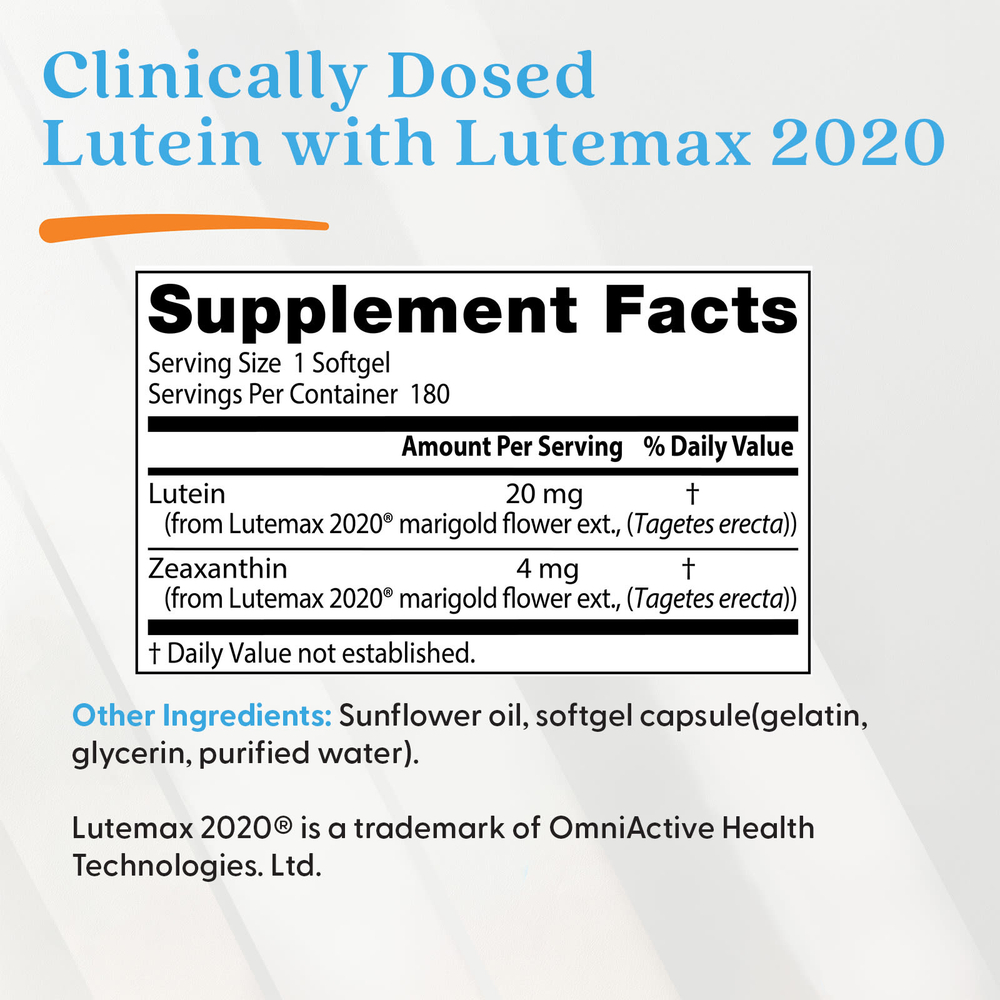 Doctor's Best, Lutemax 2020, лютеин, 20 мг, 180 капсул