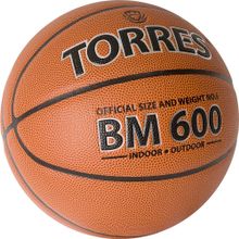 Мяч баск. TORRES BM600, B32026, р.6, ПУ, нейлон. корд, бут. камера, темно-коричневый-черн