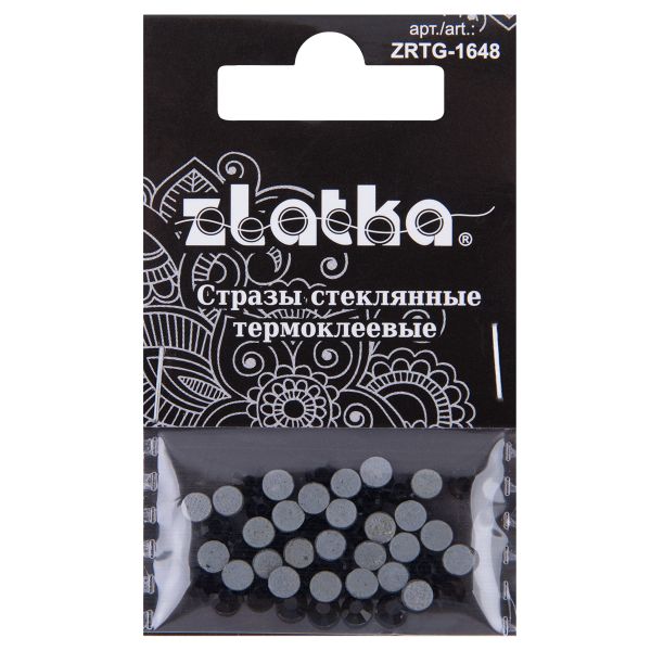 Стразы клеевые стекло 3.9 мм, 5х48 шт, SS16 №03 черный (Jet), Zlatka ZRTG-1648