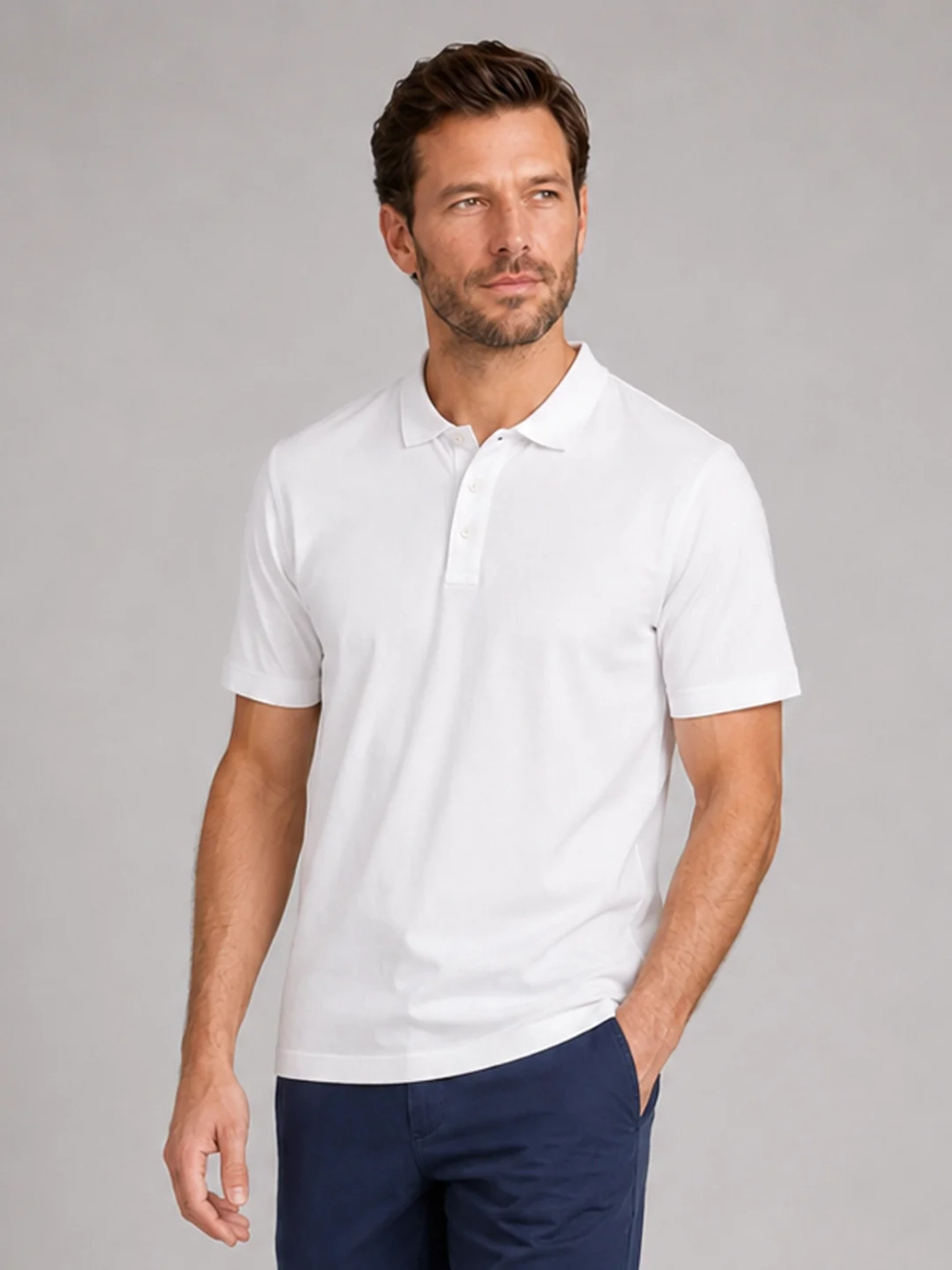 Поло однотонное Bowery NYC Mako Jersey Optic White