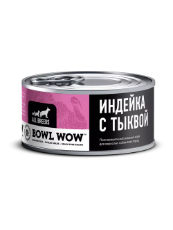 Влажный корм Bowl Wow для собак, индейка с тыквой - 100 г
