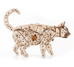 Механический Кот от Eco Wood Art (EWA) - Деревянный конструктор, сборная механическая модель, 3D Пазл