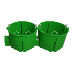 Коробка установочная ЭРА KUTS1-68-45-green зеленая 68х45мм для твердых стен с саморезами, один стыковочный узел IP20 | Коробки монтажные установочные для твердых стен