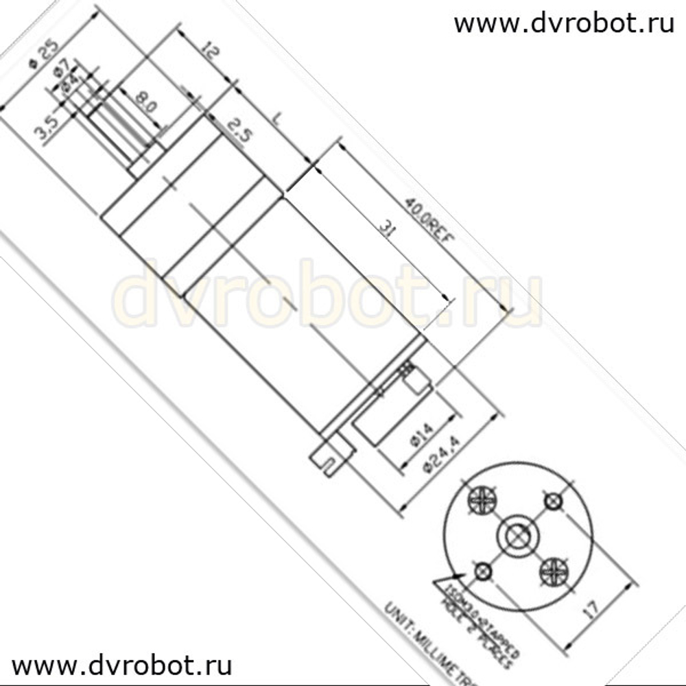 Мотор-редуктор 25GA-370/12В/1:9,6/620