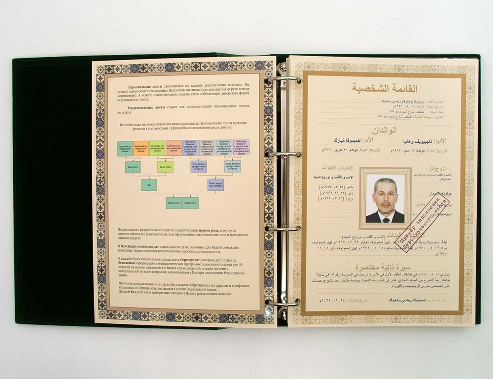 Родословная книга мусульманская "Шежере" синяя "серебро" экокожа в гофрокартоне
