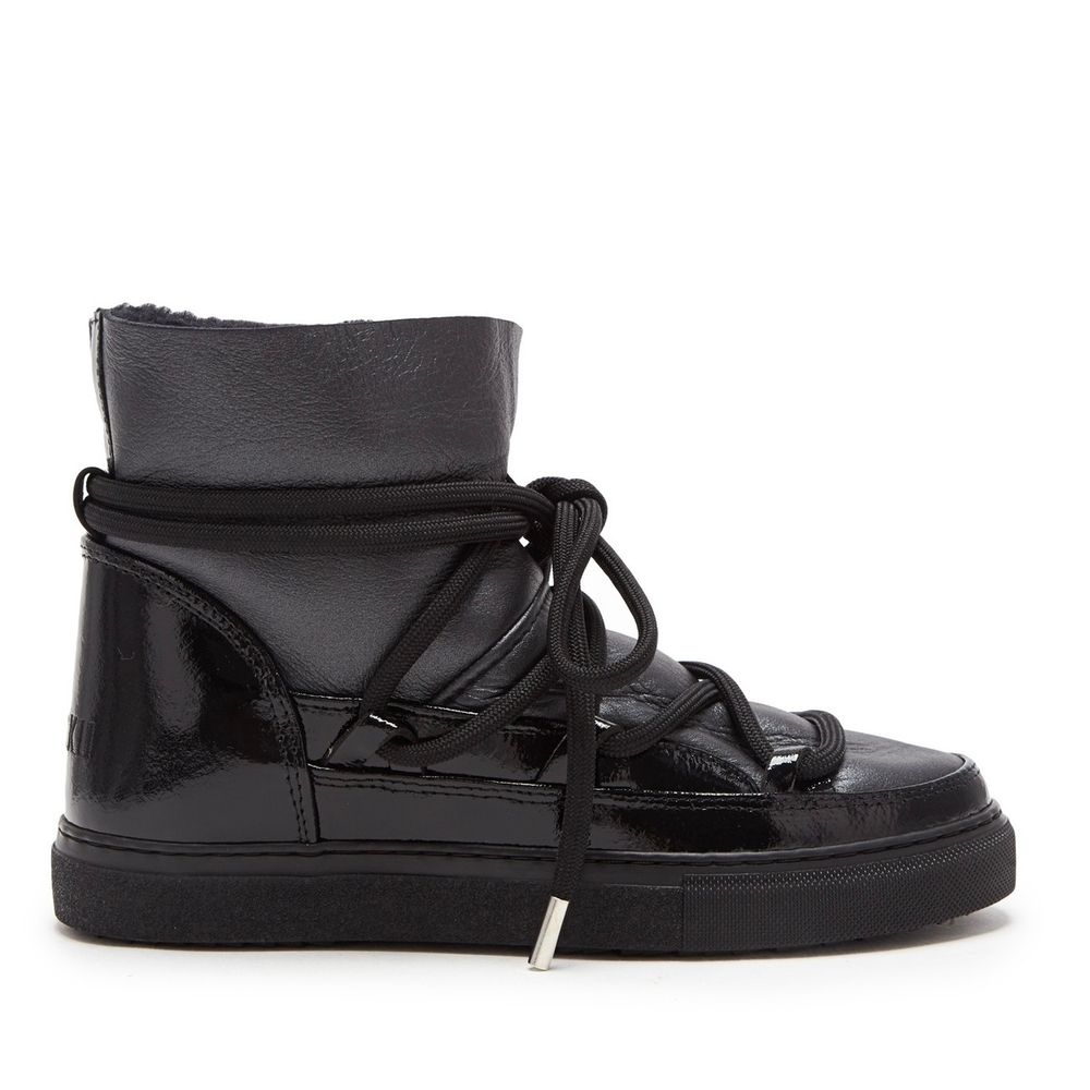Высокие комбинированные кеды INUIKII 75202-007 Sneaker Gloss Black на меху